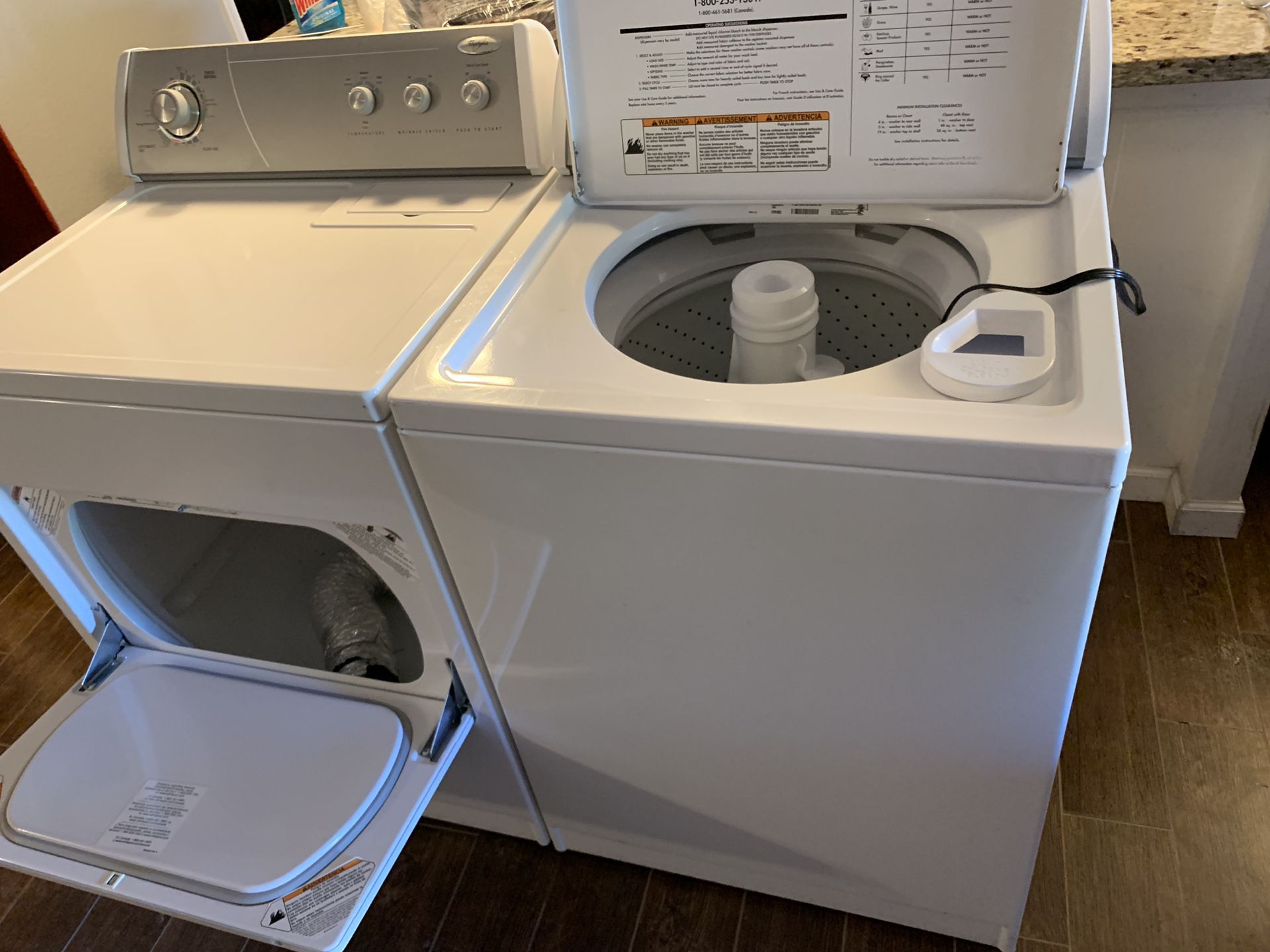Whirlpool washer and gas dryer