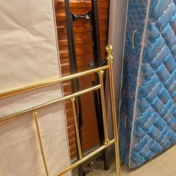 Twin Bed with Mattress Box spring and Gold Headboard 