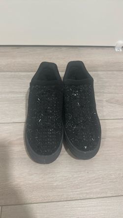 Black Embellished Slip-On Sneakers