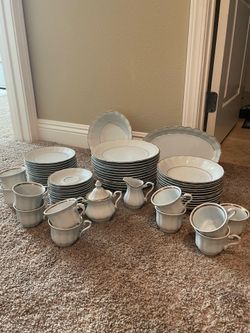 Dinnerware, White With Gold Trim