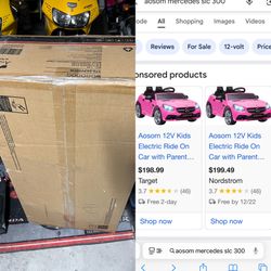 Brand New Kids Mercedes Benz Slc 300  Pink Ride On Electric Car Play With Remote Control