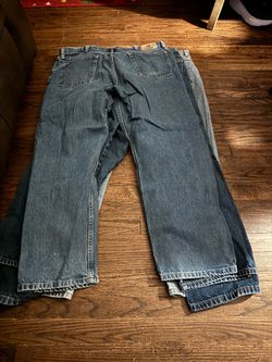 Selling 4 pair of men jeans in great condition all 38/30 zippers all work no stain no rips asking 12 a pair 1 wrangler 1 Rustler 2 Dickies need gone m