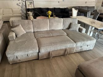 New gray corduroy couch with storage 120”