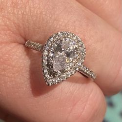 Diamond Halo Ring S925 Sz 6 & 9