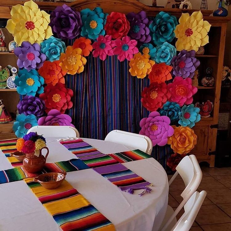 Encanto Themed Colorful Flower Backdrop