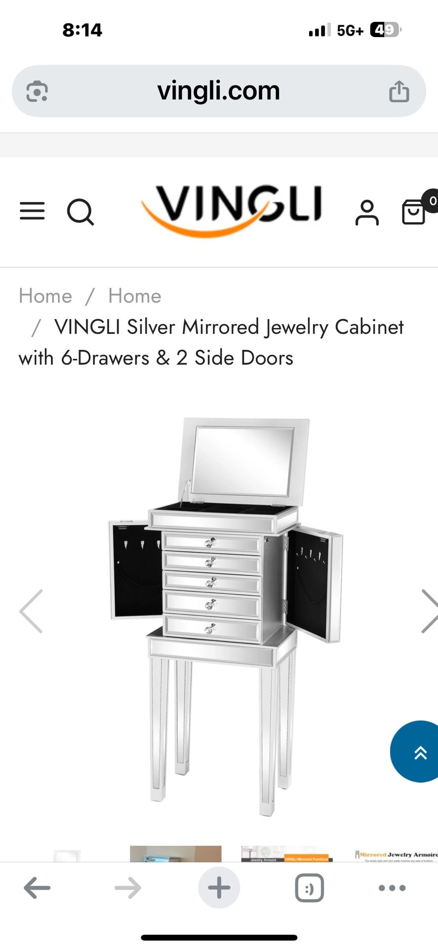 New In Box Jewelry Mirrored Box With Stand