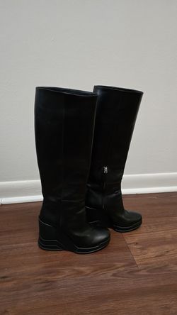 Prada black leather boots