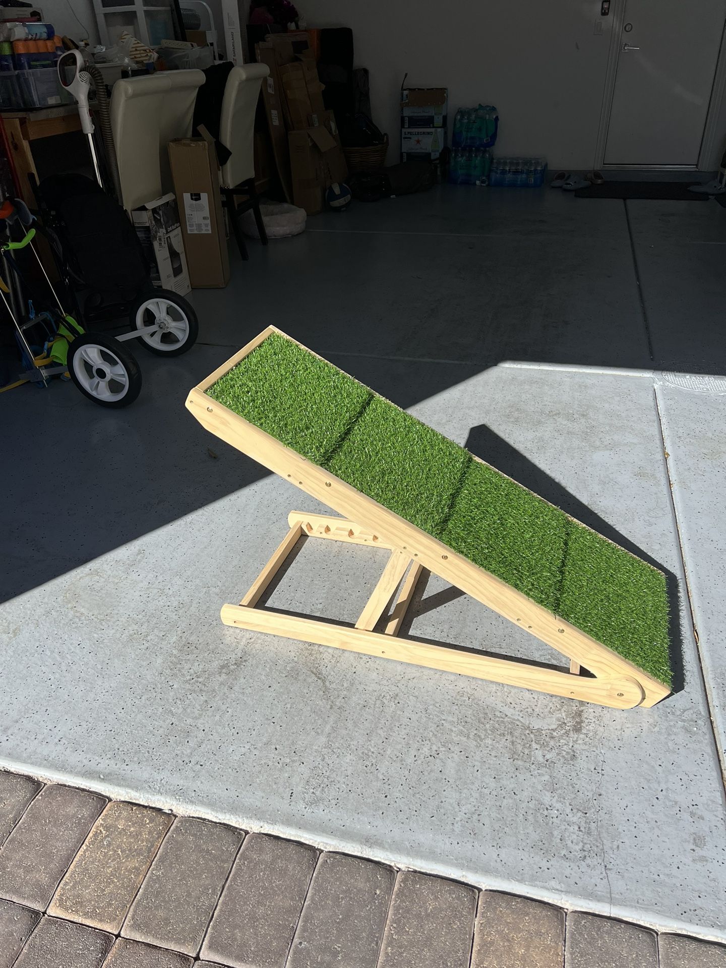 Upgraded Dog Ramp, Wooden Dog Stairs with Non Slip Turf