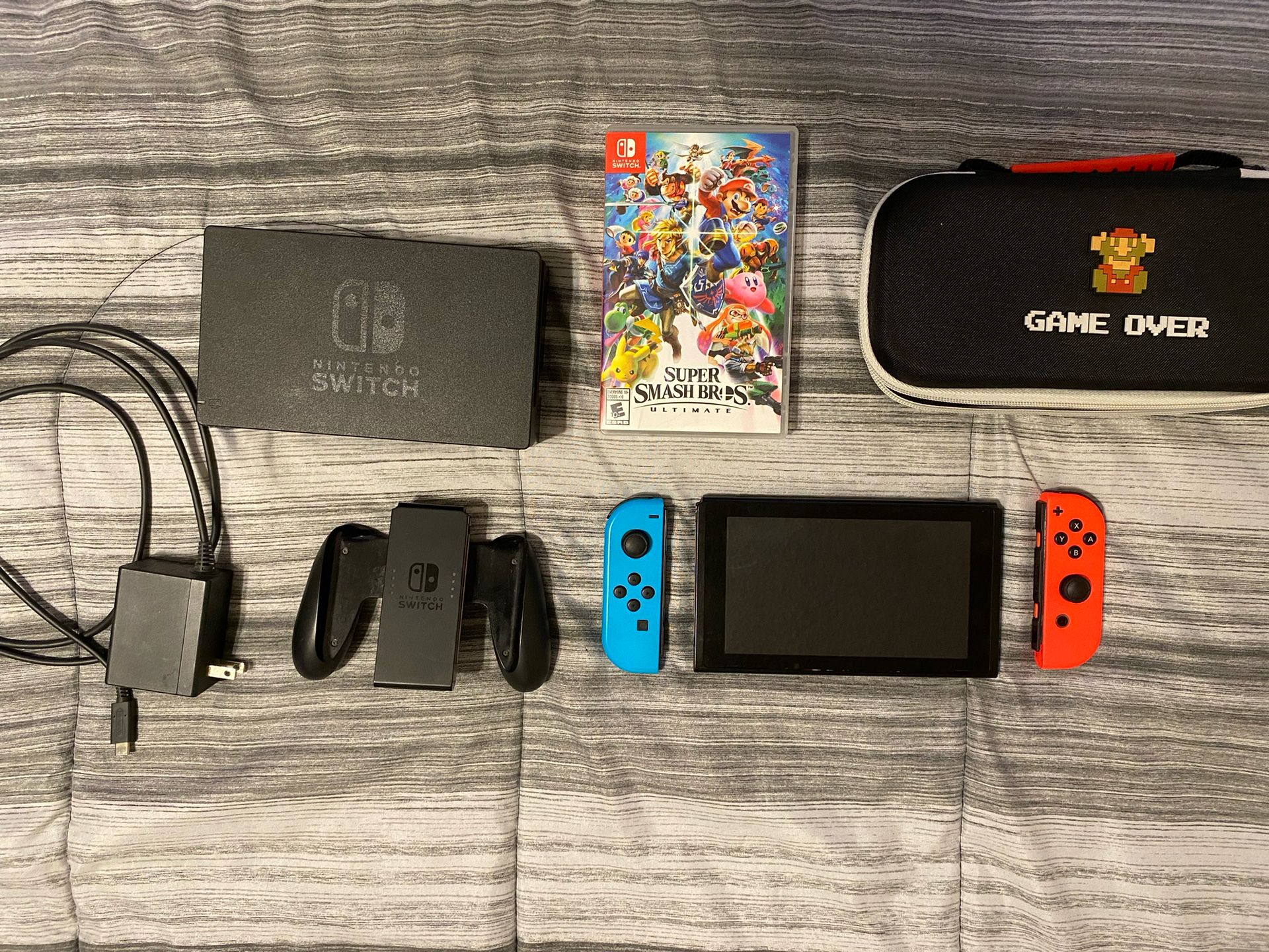 Nintendo Switch Super Smash Bros Ultimate Bundle With Super Mario Game Over Case