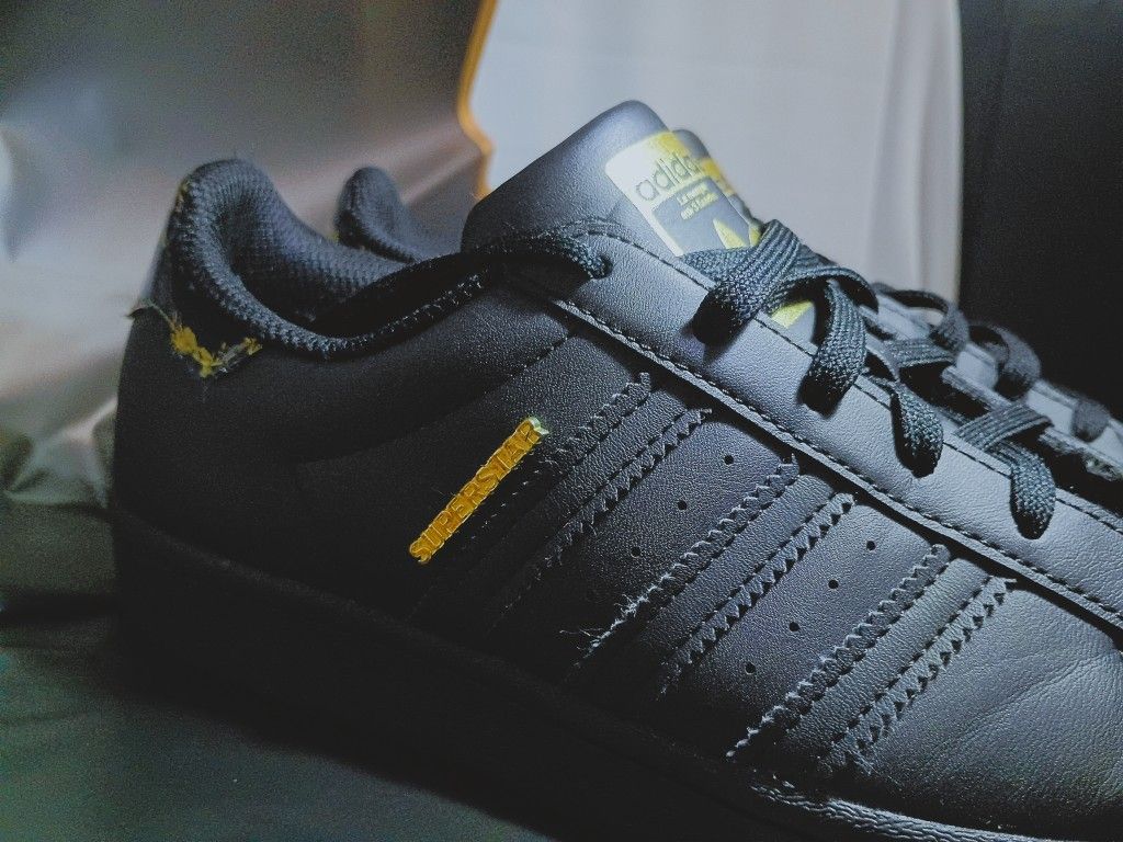 Adidas Superstar Black And Gold Shoes