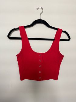 PacSun Red Ribbed Crop Top with Snap Buttons