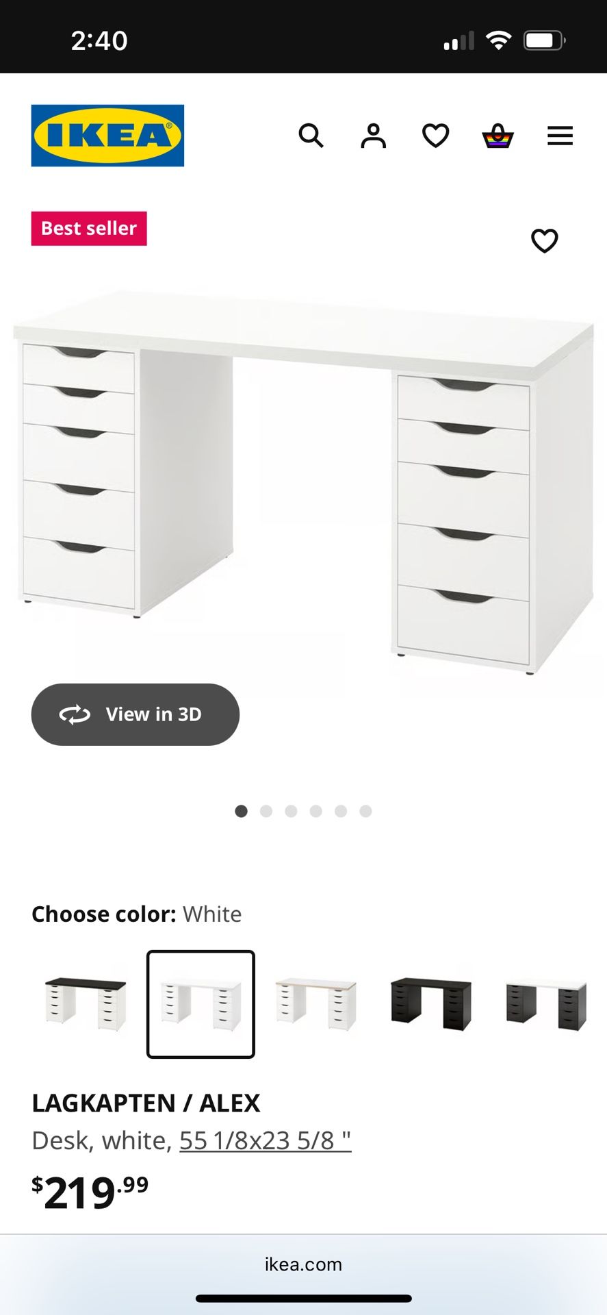 IKEA Desk With Drawers