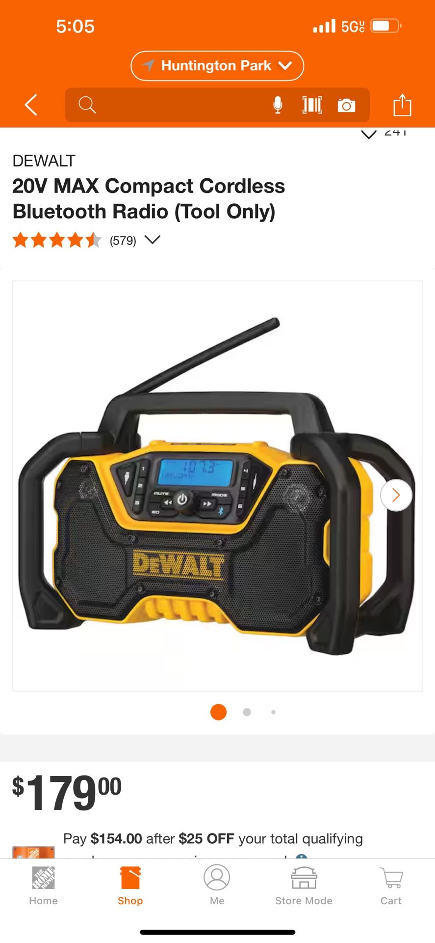 DEWALT 20V MAX Compact Cordless Bluetooth Radio (Tool Only)