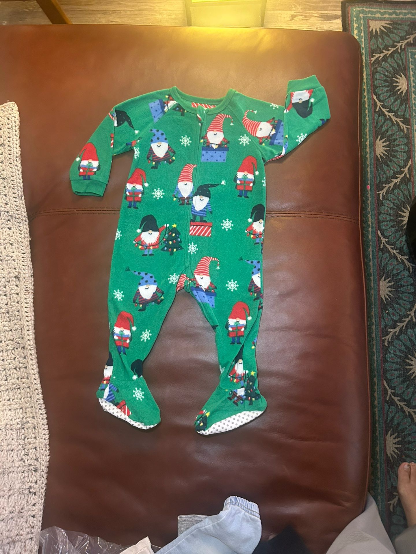 Carter's- Christmas 🎄fleece footed pajamas with a gnome