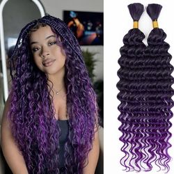 Deep Wave Bulk hair for Braiding Wet and Wavy Micro Braiding Hair No Weft Faux Deep Wave Braiding Hair Extensions for Box Boho Braids 160g with 2Bundl