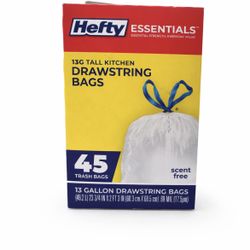 Hefty 13 Gallon Drawstring Trash Bags – 45 Count 