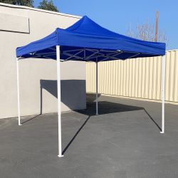 New $110 Heavy-Duty 10x10 FT Outdoor Ez Pop Up Canopy Party Tent Instant Shades w/ Carry Bag (White/Blue) 