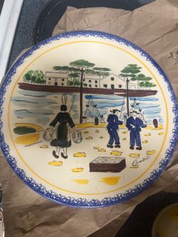 Vintage French dish set hand painted.