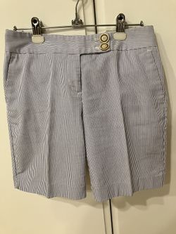 Blue Pinstripe Seersucker Walking Shorts