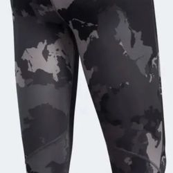 ADIDAS Men's Black Alphaskin Camo 3/4 Leggings Size Large Fu1507 Black/grey