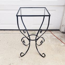 Vintage Wrought Iron Table With Glass Top