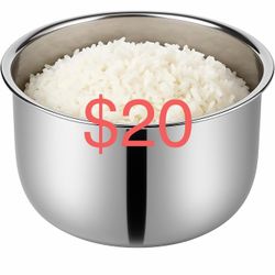 Rice Cooker Stainless Steel Inner Pot, 5.5 Cup Replacement Bowl Compatible with Tiger JBV-A10U and Aroma ARC-6106, Durable 304 Steel, Easy to Clean an