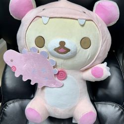 NEW! 16” Rilakkuma San-X Co. Korilakkuma Pink Dinosaur Costume