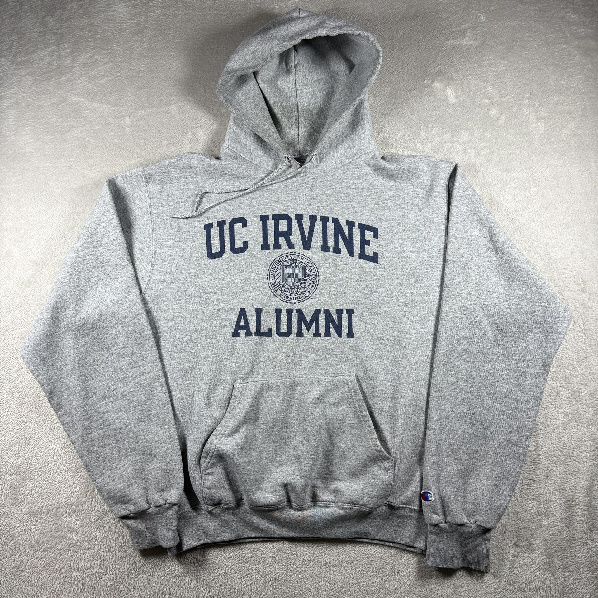 Vintage UC Irvine Champion Men’s Medium Gray Hoodie Sweatshirt Y2K #3125