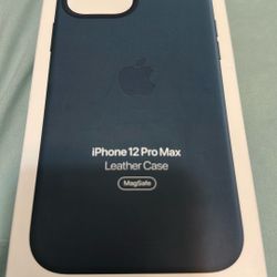iPhone 12 Pro Max Blue Leather Case 