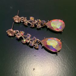 Silver AB Crystal Prom Earrings 