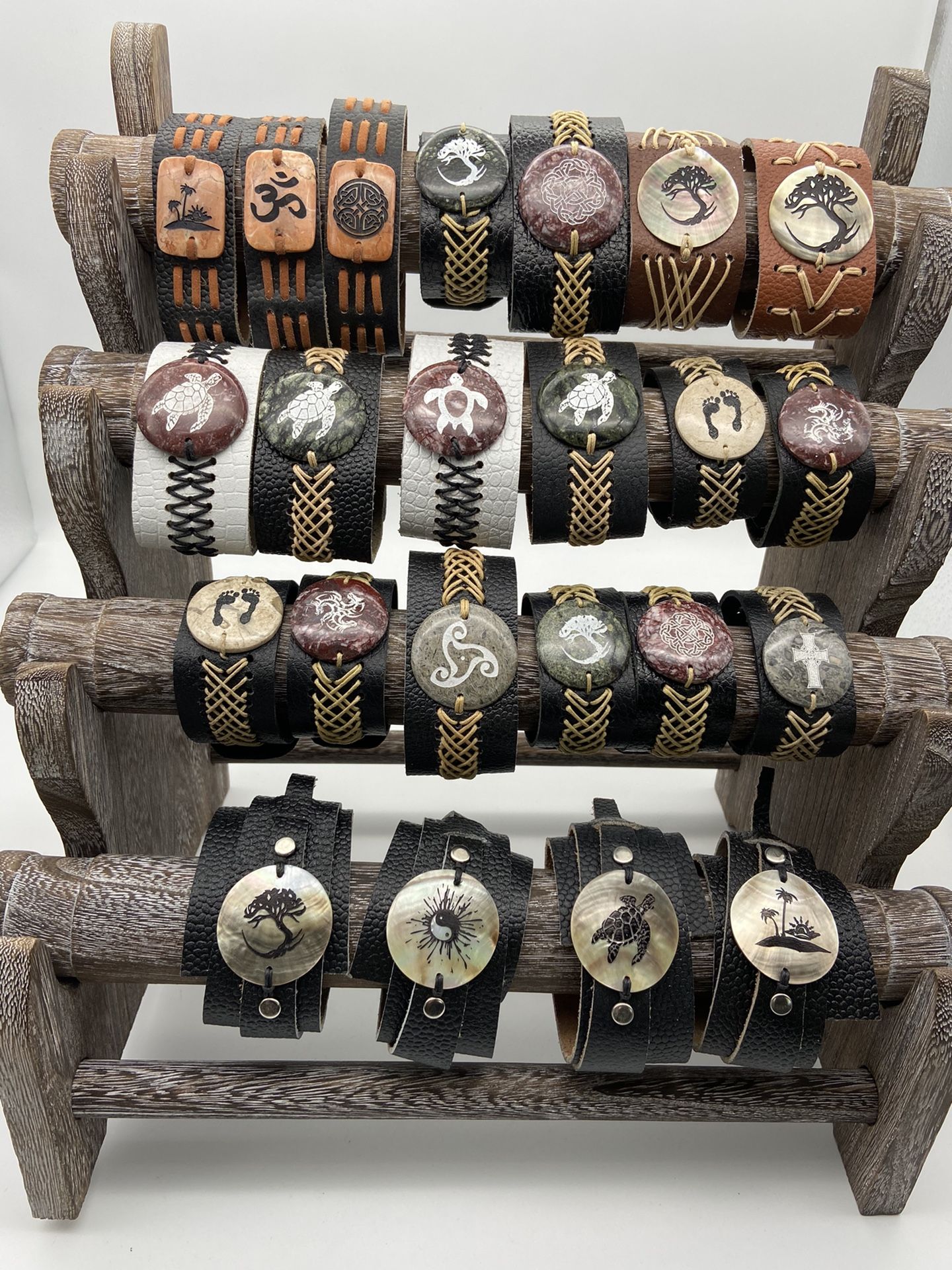 Leather & Stone Bracelets $15 Each