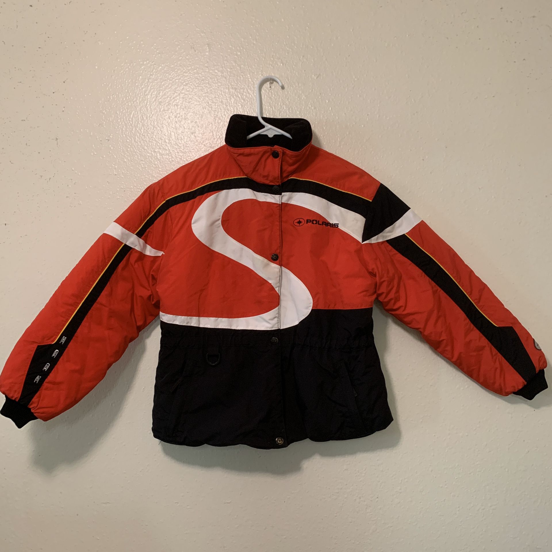 Vintage Polaris Edge Snowmobile Winter Jacket Coat Youth 14 Red Black Warm Gift