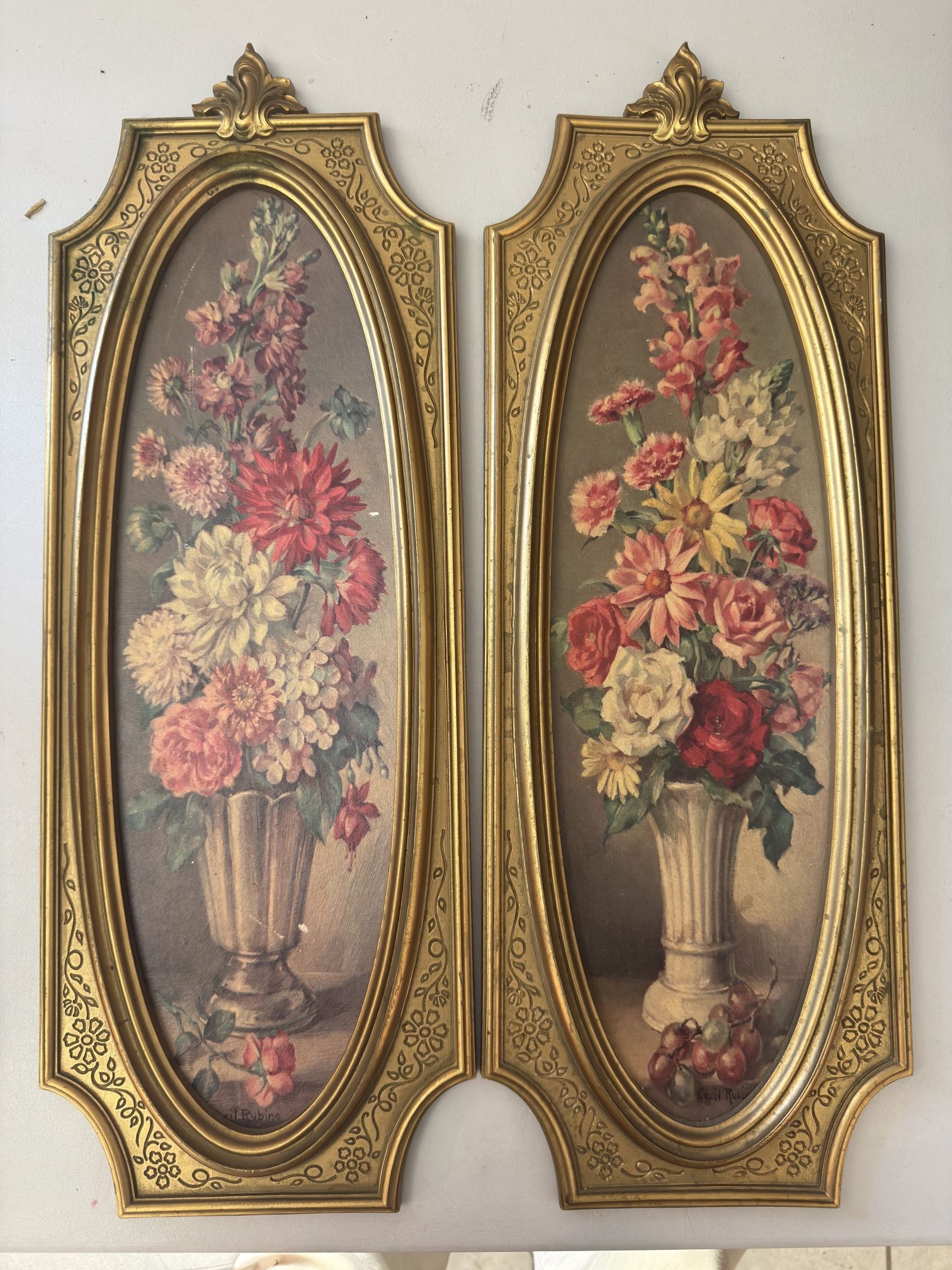 🖼️ Vintage Syroco Wall Art Set – “Florentine Gardens” by Cecil Rubino