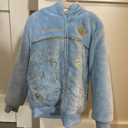 Disney Princess Fleece Jacket - Girls Size 6T - Hooded, Sherpa Lined