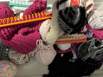 PRICE LISTED FOR ALL ITEMS SHOWN!!! Yarn and loom/crocheting equipment — all