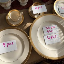 Fine China Dinner Plates Tea Cups 26 Pcs For $40