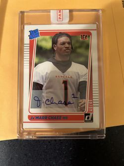 2021 Donruss Ja'Marr Chase Portrait Rookie Auto 49/49 And Joe Burrow Rookie Card PSA 10