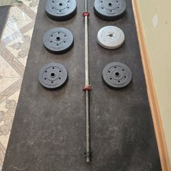 100lb Standard 1inch Weight Plate Set with 6ft 10lb Bar