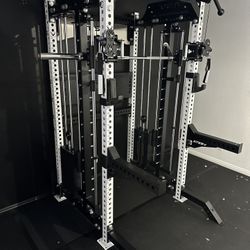 PRO SERIES Ultimate 3-1 Half Rack Functional Trainer w/Smith Machine Bar | 400lb Stack | Gym Equipment | Fitness | Commercial | Squat Rack 