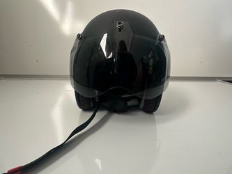 Black Open-Face Motorcycle Helmet with Visor