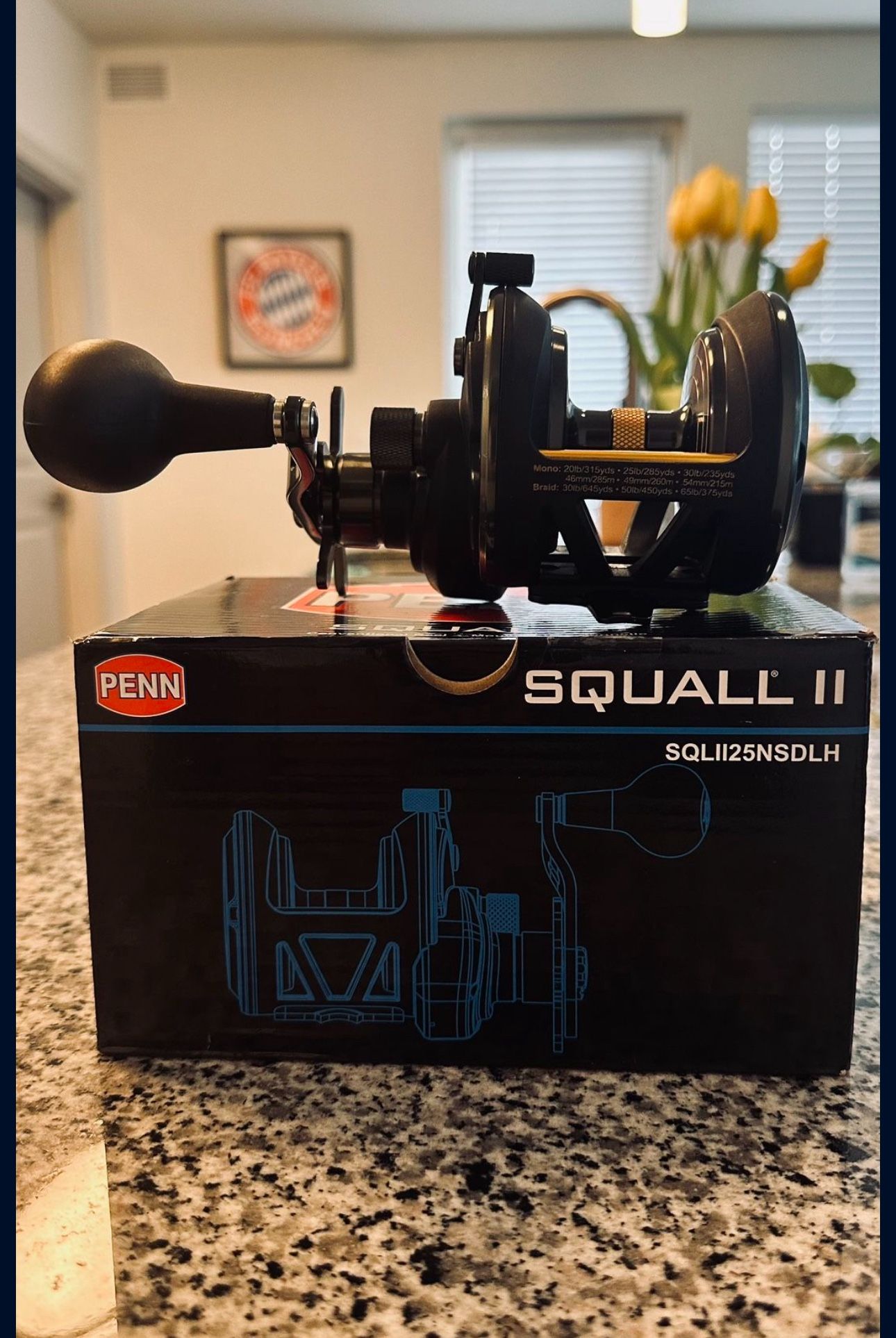 PENN Squall II Star Drag Conventional Fishing Reel Size 25 Left Handed