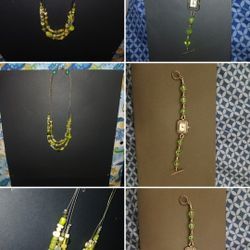 Vintage Green Versatile Glass 3 Strand  Necklace W. Geneva Vintage Watch