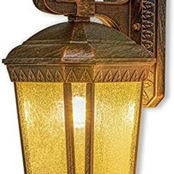 Brass Outdoor Light Fixture, Anti-Rust Exterior Wall Mount Lights, 12.9”H Waterproof Front Porch Light Fixture, Aluminum Wall Lamp Vintage Outdoor Sco