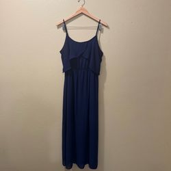 Women’s XL Xhilaration Navy Blue Spaghetti Strap Chiffon Ruffle Long Maxi Dress