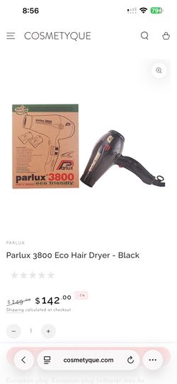 Título: Parlux 3800 Eco Friendly Ionic & Ceramic Hair Dryer – Black