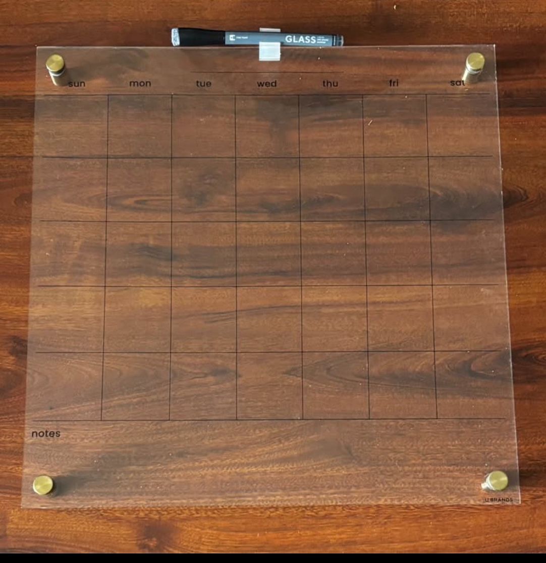 Clear Glass Calendar Wideboard With Marker