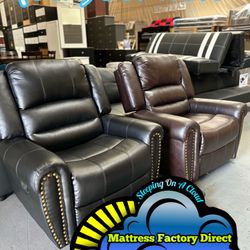 Sofa Couch Recliner Leather Brown Black