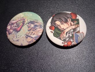 New Attack on Titan Levi Ackerman & Eren Yeager Anime 2 Pins