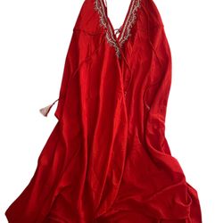 Red Bedazzled Long Dress 