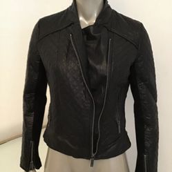 Michael Kors Black Leather Quilted Jacket